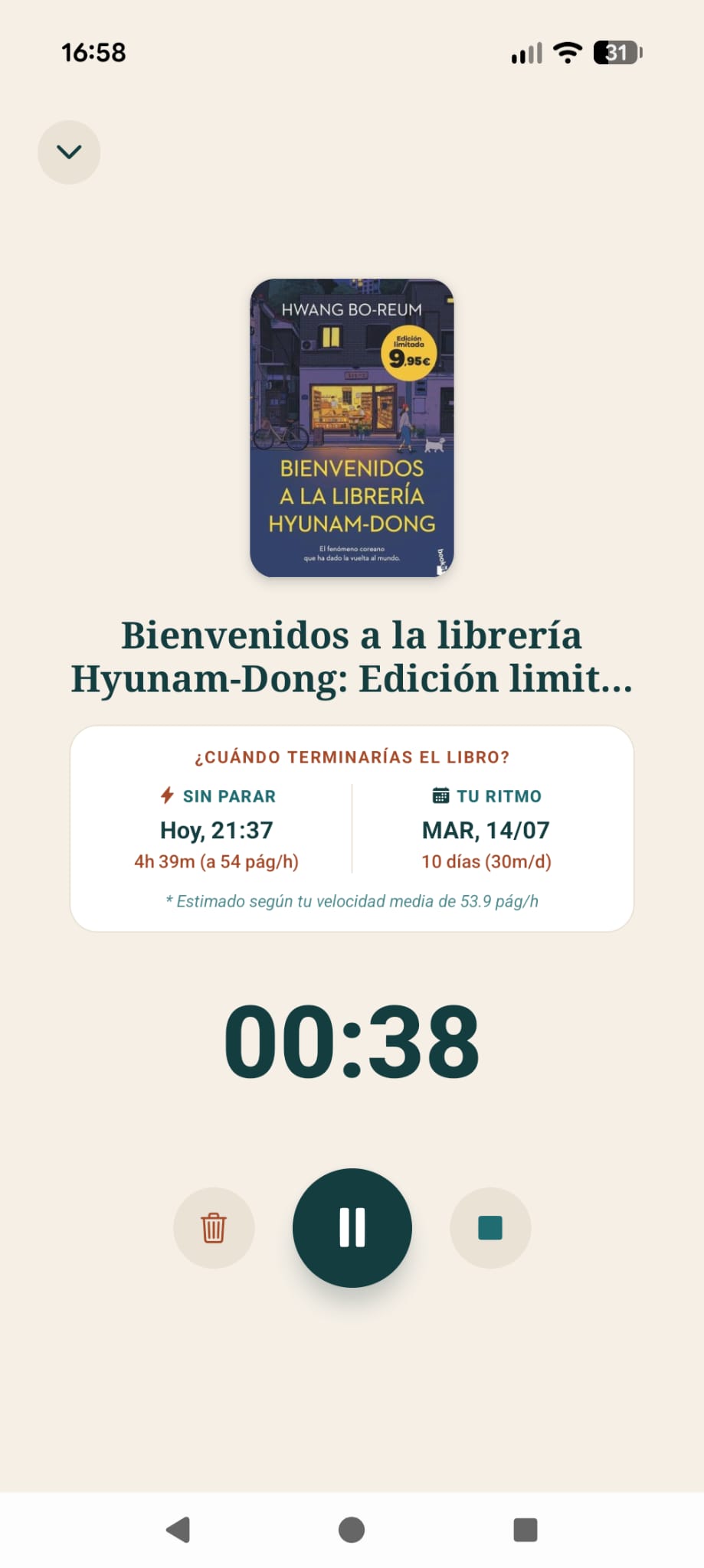 Cronómetro de sesión de lectura
